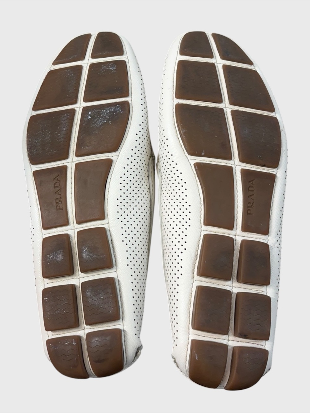 PRADA White Perforated Leather Driving Moccasins Prada Size 7 US Men’s Size 8 - Picture 9 of 13